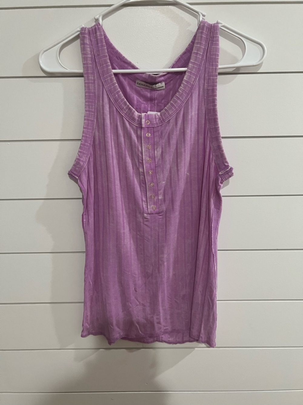 Zenana Outfitters Purple Ribbed Henley Tank Top